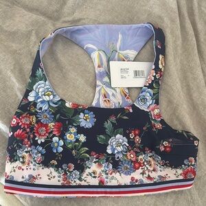 Johnny Was Blue and Red Floral Sports Bra